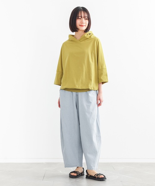 n'OrLABEL(ノアールレーベル)の「『ヒッコリーコクーンパンツ』(デニムパンツ・レディース・ライトブルー/ネイビー・FREE)」の9枚目の写真