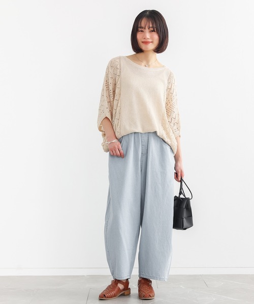 n'OrLABEL(ノアールレーベル)の「『ヒッコリーコクーンパンツ』(デニムパンツ・レディース・ライトブルー/ネイビー・FREE)」の14枚目の写真