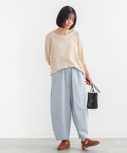 n'OrLABEL(ノアールレーベル)の「『ヒッコリーコクーンパンツ』(デニムパンツ・レディース・ライトブルー/ネイビー・FREE)」の15枚目の写真