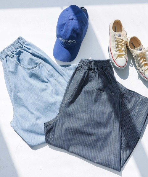 n'OrLABEL(ノアールレーベル)の「『ヒッコリーコクーンパンツ』(デニムパンツ・レディース・ライトブルー/ネイビー・FREE)」の3枚目の写真