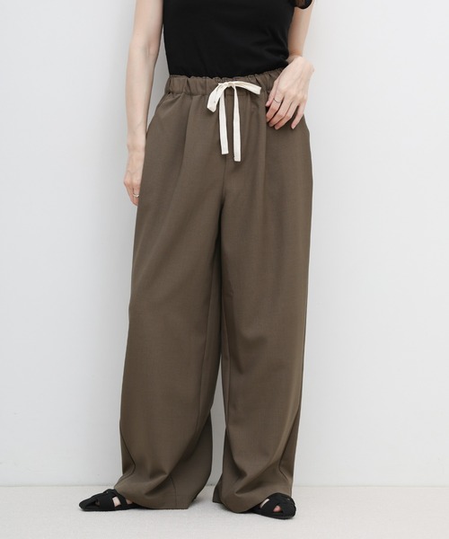 select MOCA(セレクトモカ)の「リネンタッチリラックスワイドパンツ【セットアップ対応可】(その他パンツ・レディース・ブラック/ライトベージュ/ブラウン・FREE)」の2枚目の写真