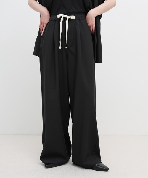 select MOCA(セレクトモカ)の「リネンタッチリラックスワイドパンツ【セットアップ対応可】(その他パンツ・レディース・ブラック/ライトベージュ/ブラウン・FREE)」の1枚目の写真