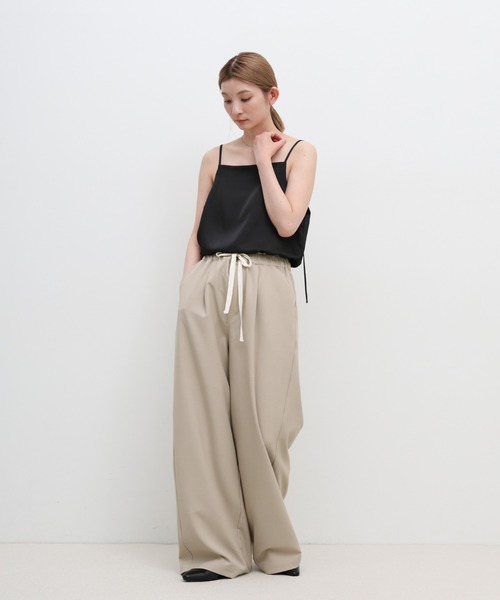 select MOCA(セレクトモカ)の「リネンタッチリラックスワイドパンツ【セットアップ対応可】(その他パンツ・レディース・ブラック/ライトベージュ/ブラウン・FREE)」の6枚目の写真