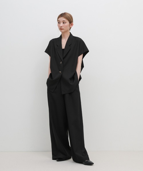 select MOCA(セレクトモカ)の「リネンタッチリラックスワイドパンツ【セットアップ対応可】(その他パンツ・レディース・ブラック/ライトベージュ/ブラウン・FREE)」の4枚目の写真
