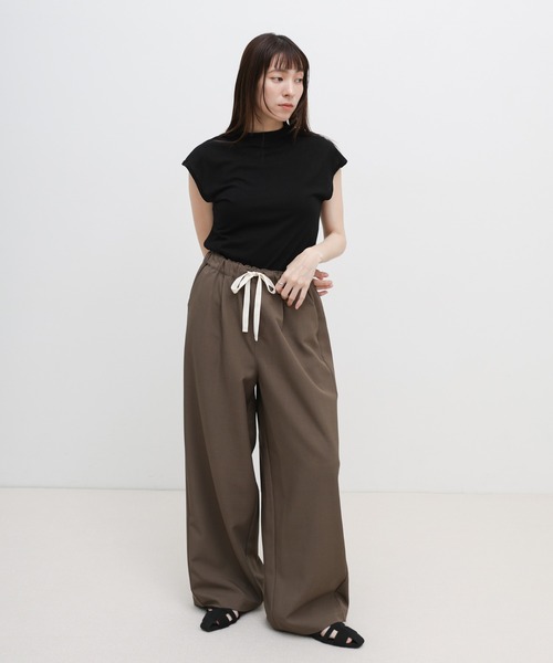 select MOCA(セレクトモカ)の「リネンタッチリラックスワイドパンツ【セットアップ対応可】(その他パンツ・レディース・ブラック/ライトベージュ/ブラウン・FREE)」の18枚目の写真