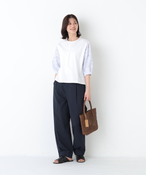 human woman(ヒューマンウーマン)の「◆カットジャガードストライプトップス(Tシャツ/カットソー・レディース・ベージュ/ブルー・MEDIUM)」の22枚目の写真