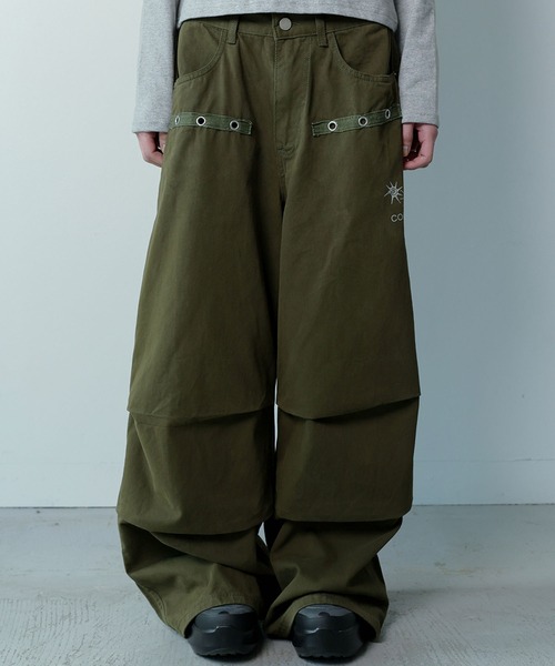 Ada.(エイダ)の「◇COIRIS◇ブランド直輸入正規品/ドレンバッグダーティロゴパラシュートコットンパンツ 男女共用 DREN BACK DIRTY LOGO PARACHUTE COTTON PANTS(その他パンツ・レディース・カーキ/ブラック・L/M)」の15枚目の写真