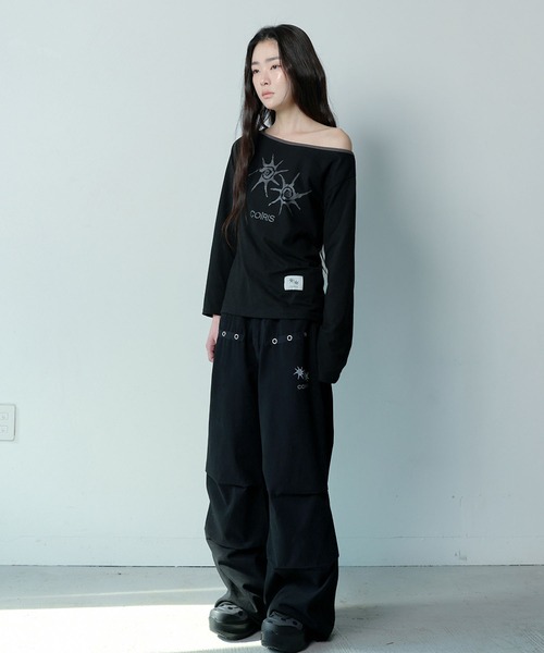 Ada.(エイダ)の「◇COIRIS◇ブランド直輸入正規品/ドレンバッグダーティロゴパラシュートコットンパンツ 男女共用 DREN BACK DIRTY LOGO PARACHUTE COTTON PANTS(その他パンツ・レディース・カーキ/ブラック・L/M)」の10枚目の写真