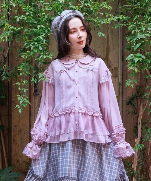 axes femme(アクシーズファム)の「ブルゾン風フリルシアブラウス(シャツ/ブラウス・レディース・ブラック/ピンク/ホワイト・FREE)」の3枚目の写真