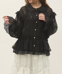 axes femme | ブルゾン風フリルシアブラウス(シャツ/ブラウス)