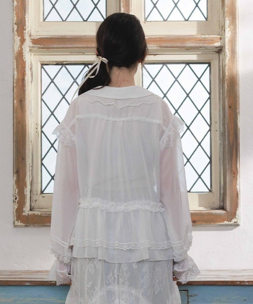 axes femme(アクシーズファム)の「ブルゾン風フリルシアブラウス(シャツ/ブラウス・レディース・ブラック/ピンク/ホワイト・FREE)」の6枚目の写真