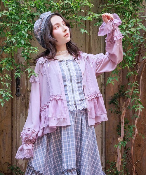 axes femme(アクシーズファム)の「ブルゾン風フリルシアブラウス(シャツ/ブラウス・レディース・ブラック/ピンク/ホワイト・FREE)」の9枚目の写真