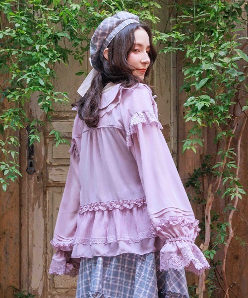 axes femme(アクシーズファム)の「ブルゾン風フリルシアブラウス(シャツ/ブラウス・レディース・ブラック/ピンク/ホワイト・FREE)」の10枚目の写真