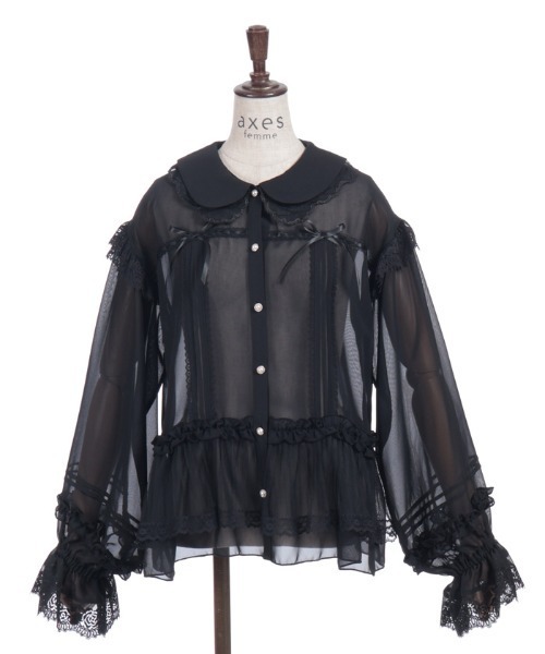 axes femme(アクシーズファム)の「ブルゾン風フリルシアブラウス(シャツ/ブラウス・レディース・ブラック/ピンク/ホワイト・FREE)」の14枚目の写真