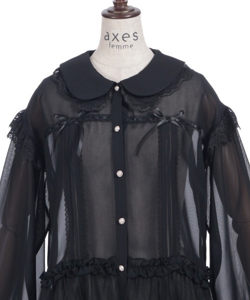 axes femme(アクシーズファム)の「ブルゾン風フリルシアブラウス(シャツ/ブラウス・レディース・ブラック/ピンク/ホワイト・FREE)」の17枚目の写真