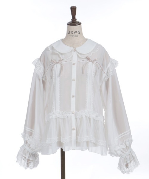 axes femme(アクシーズファム)の「ブルゾン風フリルシアブラウス(シャツ/ブラウス・レディース・ブラック/ピンク/ホワイト・FREE)」の22枚目の写真