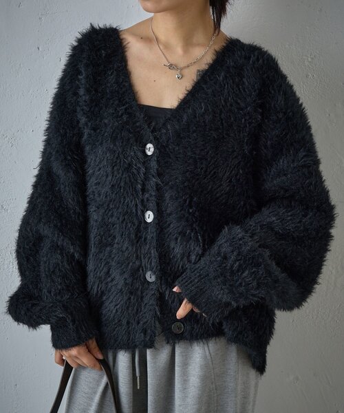 goocy（グーシー）の「フェザーニットオーバーカーデ（カーディガン/ボレロ・レディース・モカ/グレー・FREE）」の3枚目の写真