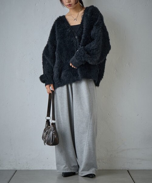 goocy（グーシー）の「フェザーニットオーバーカーデ（カーディガン/ボレロ・レディース・モカ/グレー・FREE）」の5枚目の写真