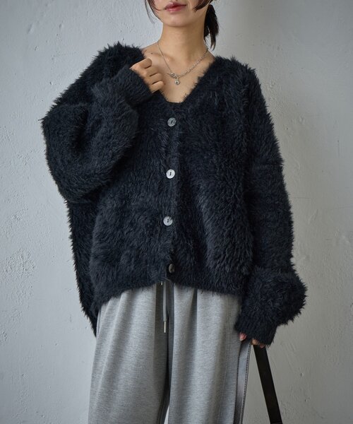 goocy（グーシー）の「フェザーニットオーバーカーデ（カーディガン/ボレロ・レディース・モカ/グレー・FREE）」の7枚目の写真