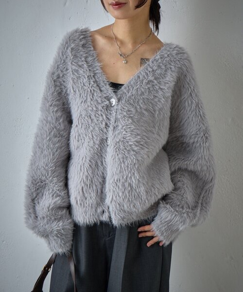 goocy（グーシー）の「フェザーニットオーバーカーデ（カーディガン/ボレロ・レディース・モカ/グレー・FREE）」の11枚目の写真