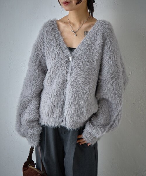 goocy（グーシー）の「フェザーニットオーバーカーデ（カーディガン/ボレロ・レディース・モカ/グレー・FREE）」の15枚目の写真