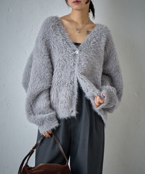 goocy（グーシー）の「フェザーニットオーバーカーデ（カーディガン/ボレロ・レディース・モカ/グレー・FREE）」の16枚目の写真