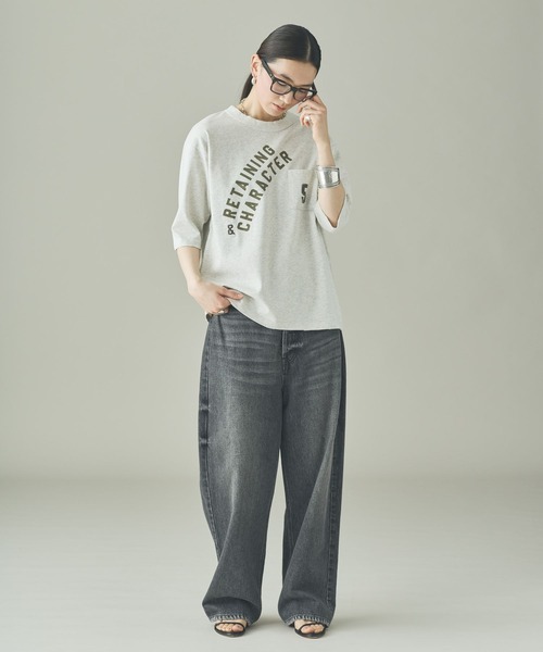 Curensology（カレンソロジー）の「Curensology(カレンソロジー)/【UNIVERSAL OVERALL】別注ポケットＴシャツ（Tシャツ/カットソー・レディース・グレー/ネイビー・FREE）」の14枚目の写真