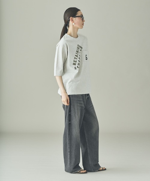 Curensology（カレンソロジー）の「Curensology(カレンソロジー)/【UNIVERSAL OVERALL】別注ポケットＴシャツ（Tシャツ/カットソー・レディース・グレー/ネイビー・FREE）」の3枚目の写真