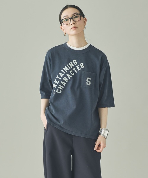 Curensology（カレンソロジー）の「Curensology(カレンソロジー)/【UNIVERSAL OVERALL】別注ポケットＴシャツ（Tシャツ/カットソー・レディース・グレー/ネイビー・FREE）」の19枚目の写真