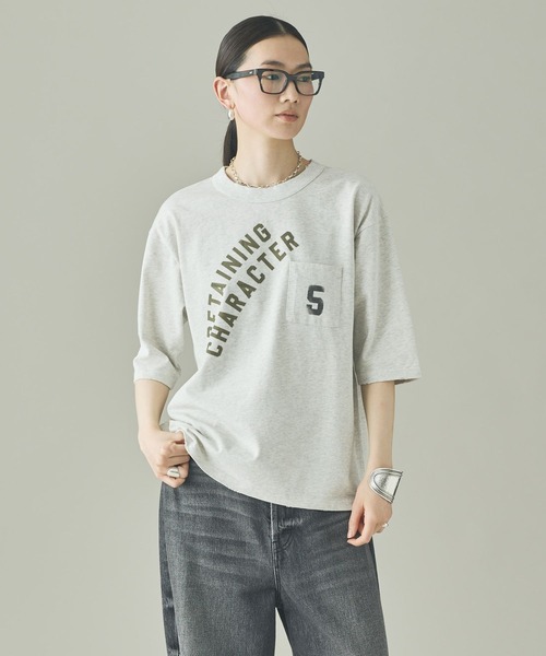 Curensology（カレンソロジー）の「Curensology(カレンソロジー)/【UNIVERSAL OVERALL】別注ポケットＴシャツ（Tシャツ/カットソー・レディース・グレー/ネイビー・FREE）」の13枚目の写真