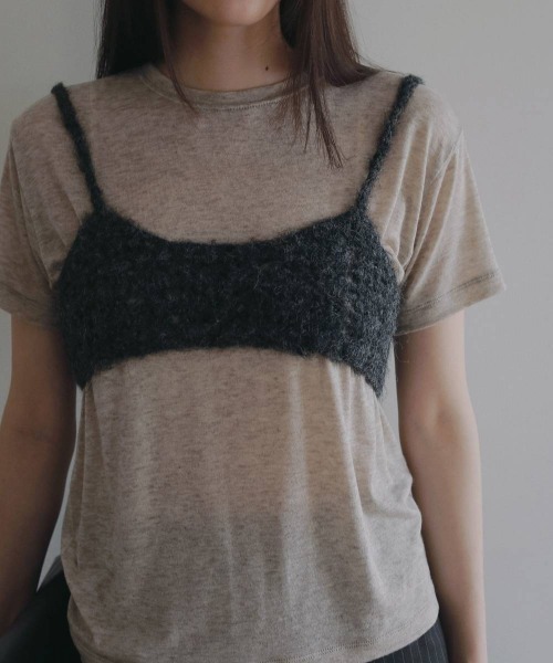 anuke(アンヌーク)の「anuke Wool Compact T-shirts ウールコンパクトTシャツ/62620612(Tシャツ/カットソー・レディース・ベージュ/チャコールグレー/ブラウン・ONE SIZE)」の1枚目の写真