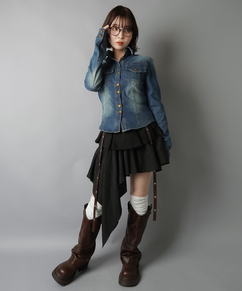 SPINNS（スピンズ）の「タイトデニムシャツ/ポケット/2サイズ展開（シャツ/ブラウス・レディース・ネイビー・S/M）」の14枚目の写真
