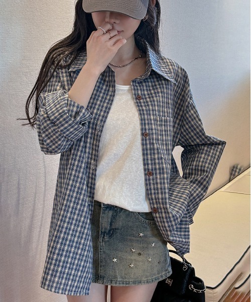 gossip!ロサンゼルス(ゴシップロサンゼルス)の「Y2K ヴィンテージライク チェック柄 シャツ(Tシャツ/カットソー・レディース・チェック・M)」の8枚目の写真