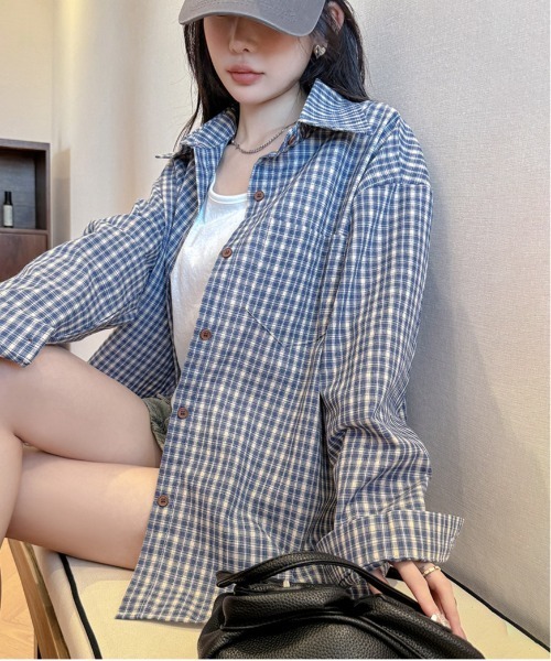 gossip!ロサンゼルス(ゴシップロサンゼルス)の「Y2K ヴィンテージライク チェック柄 シャツ(Tシャツ/カットソー・レディース・チェック・M)」の6枚目の写真