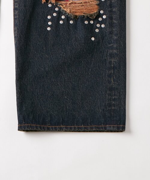 WHO'S WHO gallery（フーズフーギャラリー）の「チェックダメージスタッズデニム（デニムパンツ・メンズ・ブラック/ネイビー/サックスブルー・FREE）」の11枚目の写真