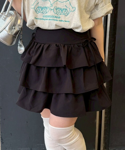 continuer de NICE CLAUP(コンティニューデナイスクラップ)の「サイドリボンティアードミニスカート(スカート・レディース・ブルー系その他/ブラック/チャコールグレー/ブラック系その他・FREE)」の11枚目の写真