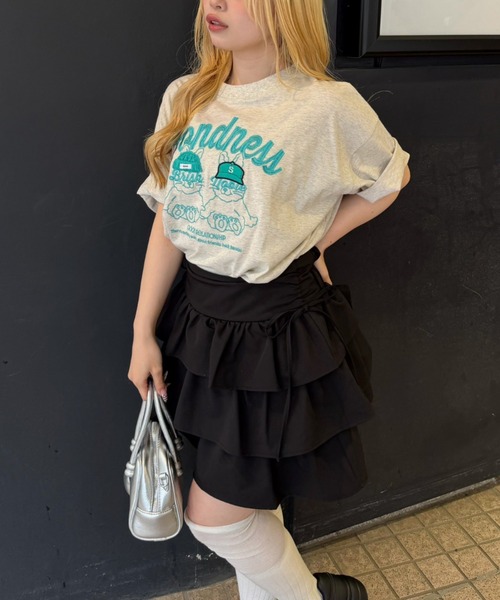 continuer de NICE CLAUP(コンティニューデナイスクラップ)の「サイドリボンティアードミニスカート(スカート・レディース・ブルー系その他/ブラック/チャコールグレー/ブラック系その他・FREE)」の10枚目の写真