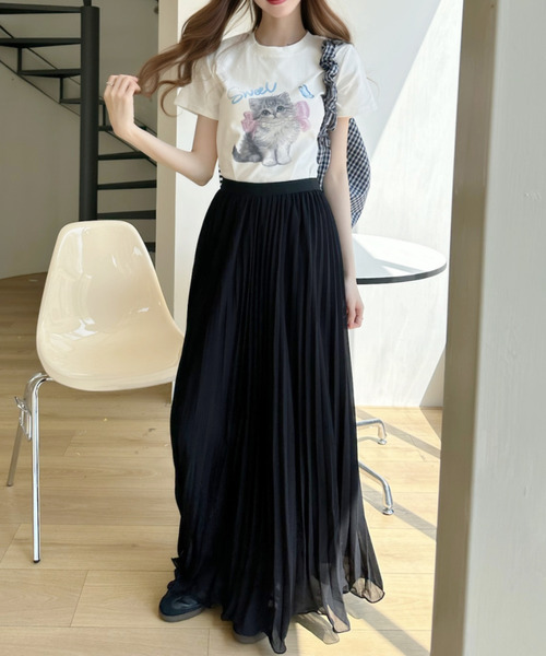 Ada.(エイダ)の「キャットプリントデザイン 半袖Tシャツ(Tシャツ/カットソー・レディース・アイボリー/ブラック/グレー・FREE)」の16枚目の写真