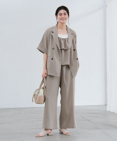 LAKOLE（ラコレ）の「リネンライクシアーWジャケット / 657239（テーラードジャケット・レディース・グリーン/チャコール/アイボリー/グレイッシュベージュ・FREE）」の5枚目の写真