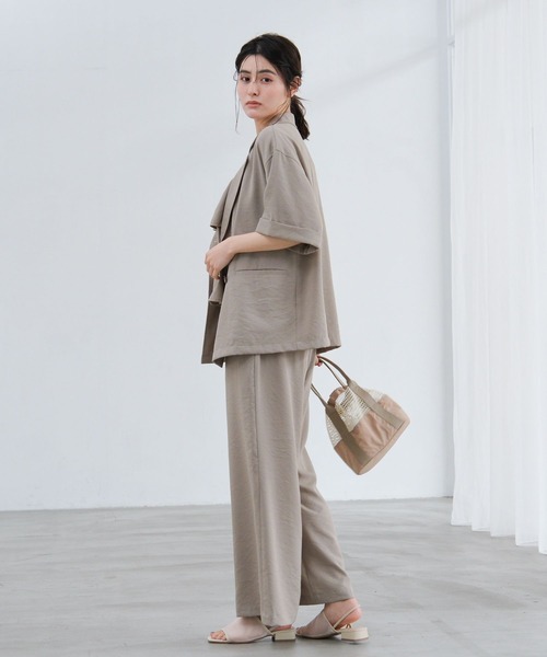 LAKOLE（ラコレ）の「リネンライクシアーWジャケット / 657239（テーラードジャケット・レディース・グリーン/チャコール/アイボリー/グレイッシュベージュ・FREE）」の9枚目の写真