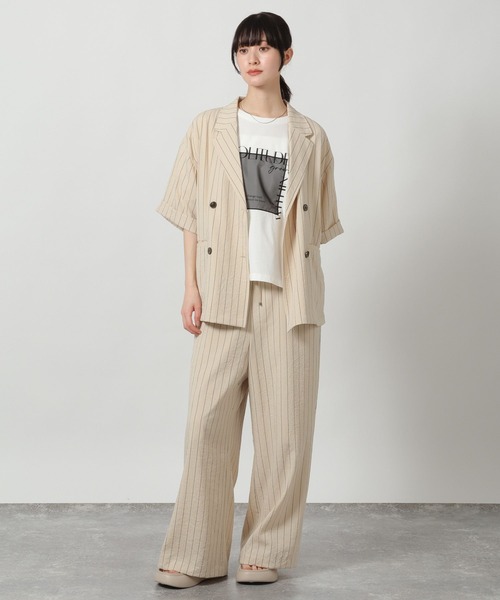 LAKOLE（ラコレ）の「リネンライクシアーWジャケット / 657239（テーラードジャケット・レディース・グリーン/チャコール/アイボリー/グレイッシュベージュ・FREE）」の16枚目の写真