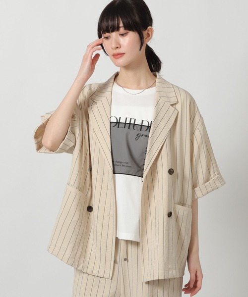 LAKOLE（ラコレ）の「リネンライクシアーWジャケット / 657239（テーラードジャケット・レディース・グリーン/チャコール/アイボリー/グレイッシュベージュ・FREE）」の17枚目の写真