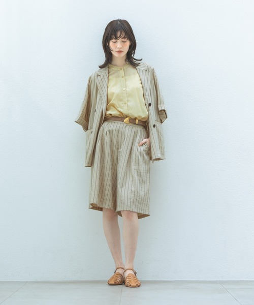 LAKOLE（ラコレ）の「リネンライクシアーWジャケット / 657239（テーラードジャケット・レディース・グリーン/チャコール/アイボリー/グレイッシュベージュ・FREE）」の9枚目の写真