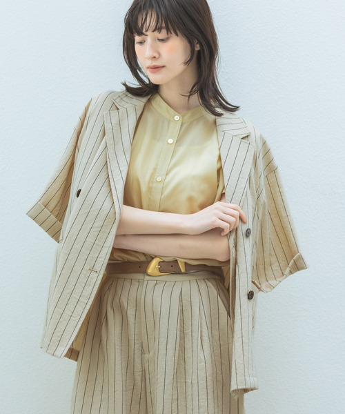 LAKOLE（ラコレ）の「リネンライクシアーWジャケット / 657239（テーラードジャケット・レディース・グリーン/チャコール/アイボリー/グレイッシュベージュ・FREE）」の12枚目の写真