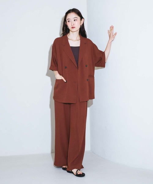 LAKOLE（ラコレ）の「リネンライクシアーWジャケット / 657239（テーラードジャケット・レディース・グリーン/チャコール/アイボリー/グレイッシュベージュ・FREE）」の13枚目の写真