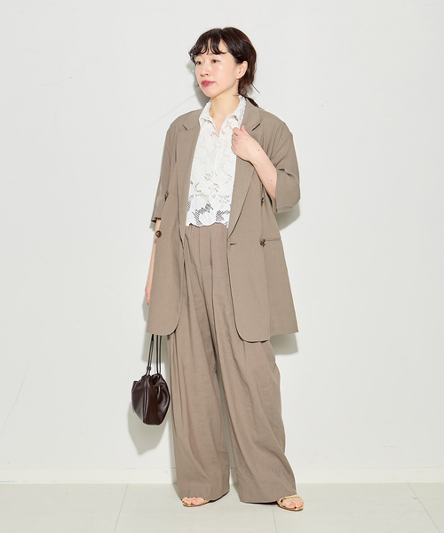 journal standard L'essage(ジャーナルスタンダードレサージュ)の「バイオリネン ワイドタックパンツ(スラックス・レディース・ネイビー/カーキ・38/36)」の18枚目の写真
