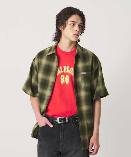 Cal Top(キャルトップ)の「<CalTop>オンブレ チェック ショートスリーブ シャツ(シャツ/ブラウス・メンズ・オリーブ/ネイビー/ライトグレー・S/M)」の2枚目の写真