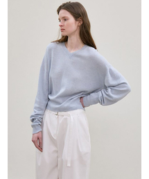 le（ル）の「cashmere whole garment v-neck knit pullover (sky blue)（ニット/セーター）」