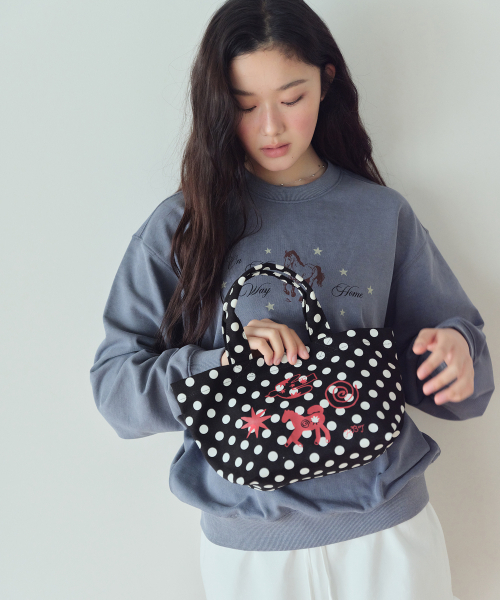 HOMEBODY THINGS(ホームバディ ティングズ)の「Homebody Mini Classic Dot Bag (BLACK)(エコバッグ/サブバッグ・レディース・その他・F)」の4枚目の写真
