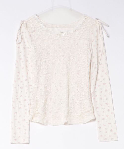 Anely(アネリー)の「小花柄 レース ドッキング デザイン トップス(Tシャツ/カットソー・レディース・ブルー/アイボリー・FREE)」の20枚目の写真